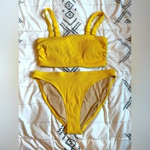 Solace Yellow Swimsuit Bikini Set, Old Navy Swim, Size L Top, Size M Bottoms